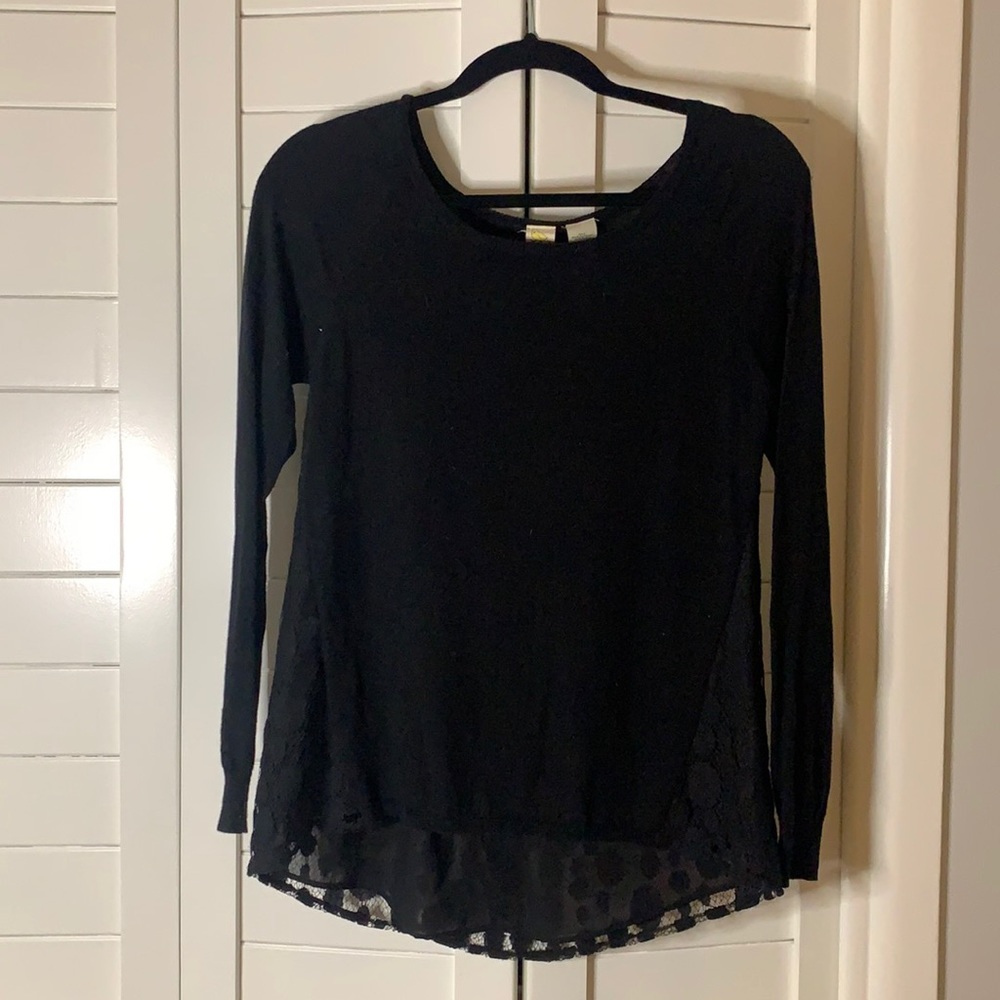 Black knit and lace sweater